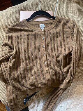 Brown Pointelle Cardigan